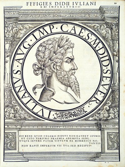 Didio Giuliano, illustrazione da Imperatorum romanorum omnium orientalium et occidentalium verissimae imagines ex antiquis numismatis, xilografia di Rudolph Wyssenbach, stampata da Andreas Gesner, Zurigo da Hans Rudolf Manuel Deutsch